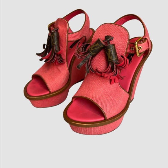 Size 39 Cloth pink wedge - Picture 1 of 4